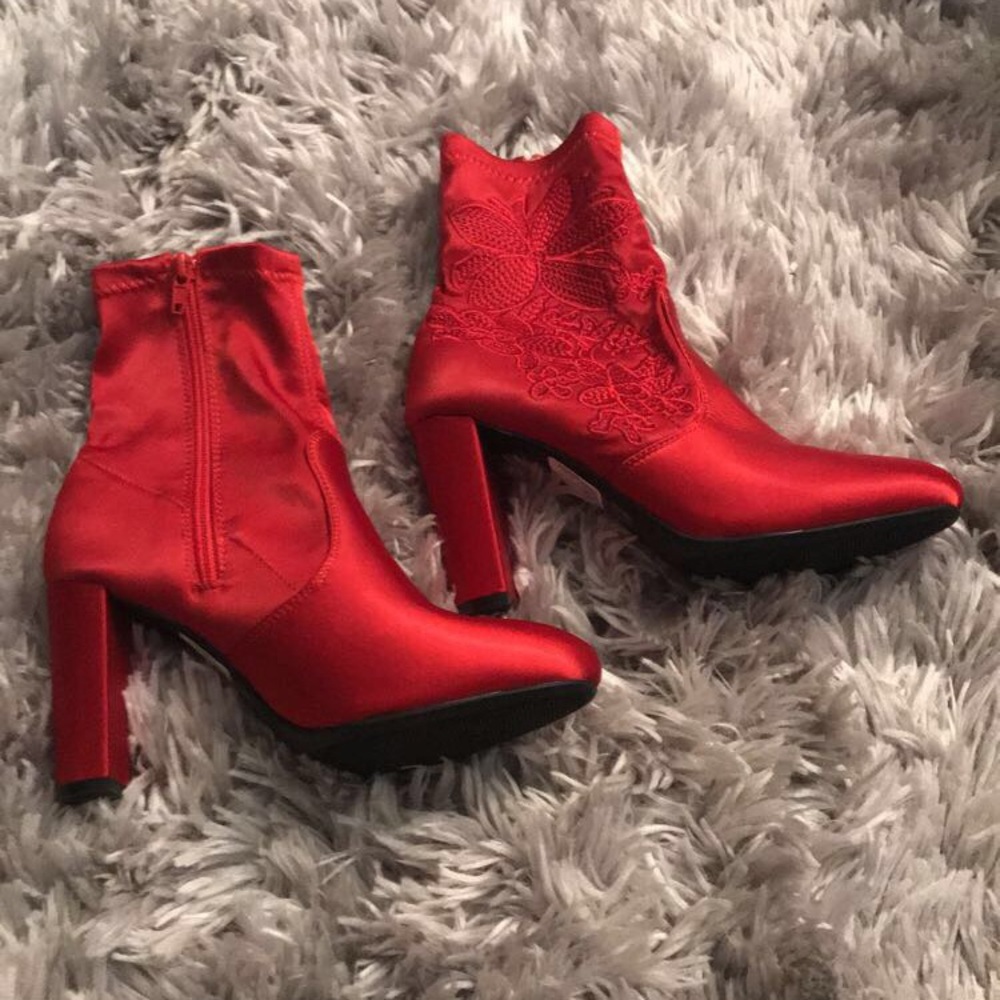 Red heeled boots